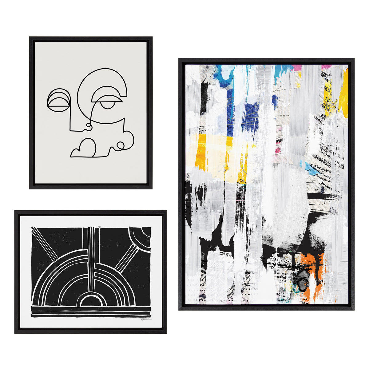 Sylvie NC Street Art 2, Inner Battle, and Abstract Sunset Framed Canvas Set of 3