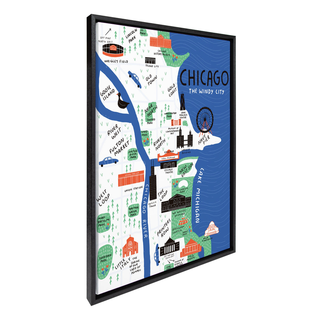 Sylvie Chicago Illustration Framed Canvas by Stacie Bloomfield