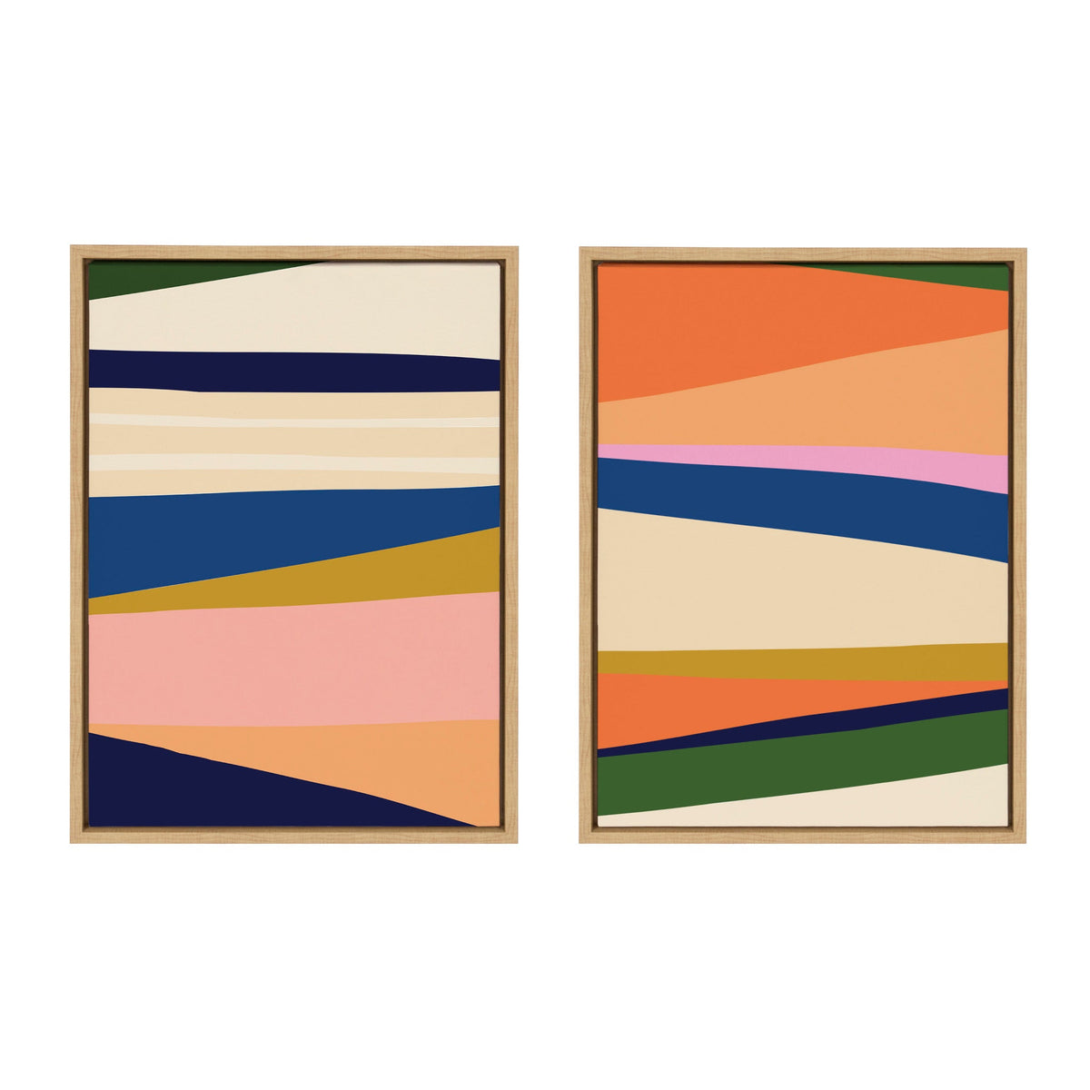 Sylvie Boho Max 1 and 2 Framed Canvas Set of 2 by The Creative Bunch Studio