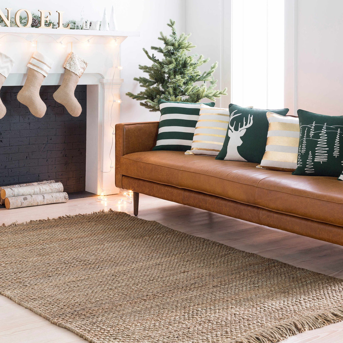 Hovland Hand Woven Natural Jute Rag Rug