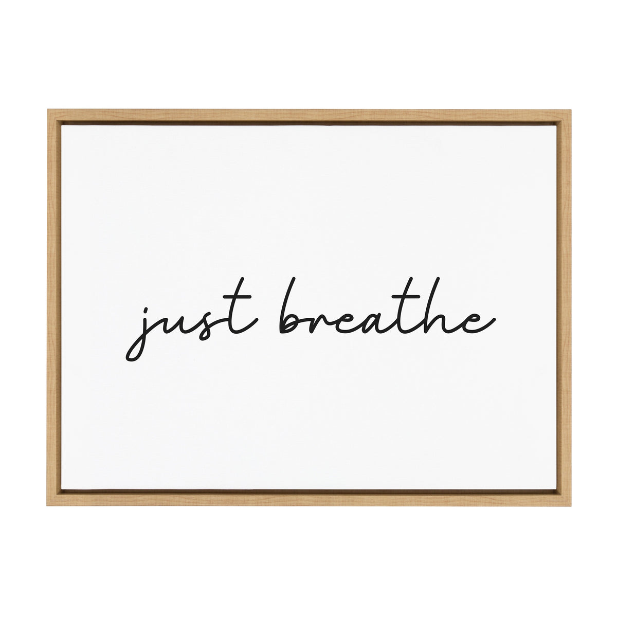 Sylvie Just Breathe Horizontal BW Framed Canvas by The Creative Bunch Studio