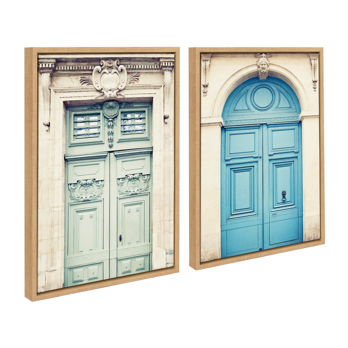 Sylvie Classic Parisian Door and Blue Paris Door Framed Canvas Art Set of 2 by Caroline Mint