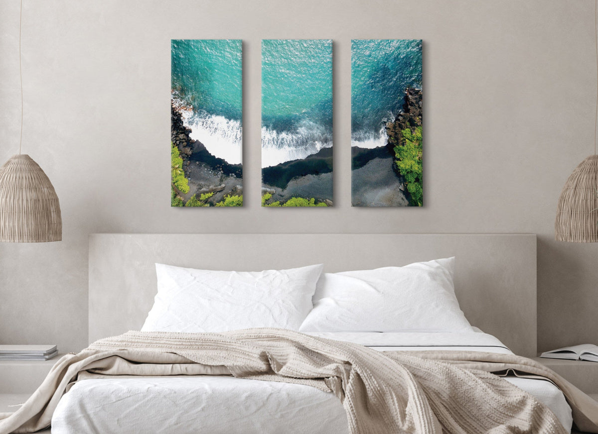 Maui Black Sands Beach Canvas Set of 3 by Rachel Bolgov