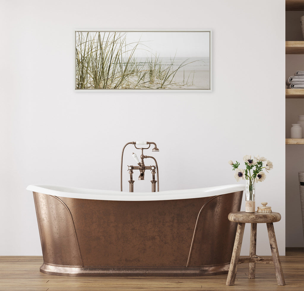 Sylvie Calming Beach Grass Framed Canvas by The Creative Bunch Studio