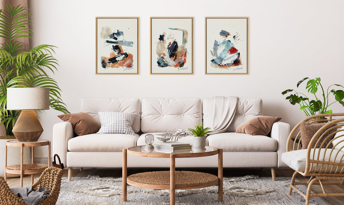 Sylvie By The Fireplace Series Framed Canvas Art Set of 3 by Xizhou Xie