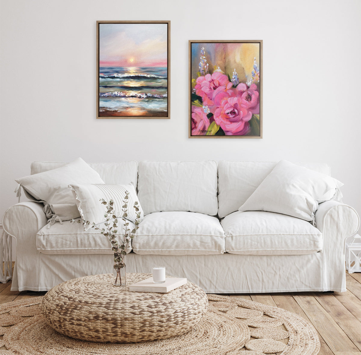 Sylvie Hot Pink Framed Canvas by Mary Sparrow