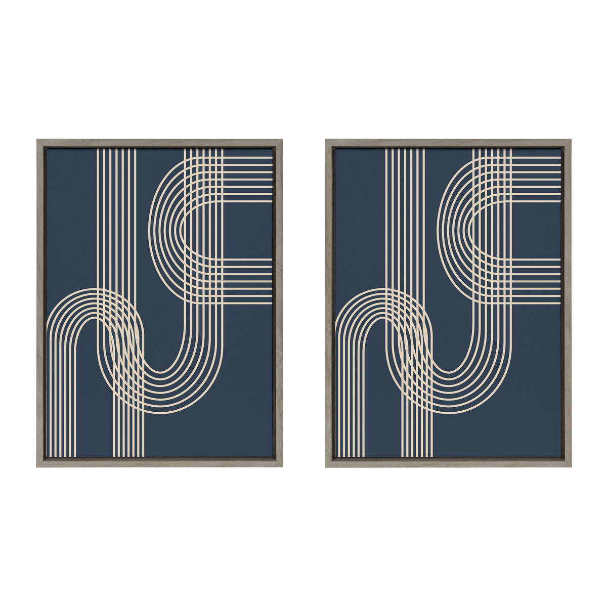 Sylvie Lines in Blue Framed Canvas Set of 2 by Apricot and Birch