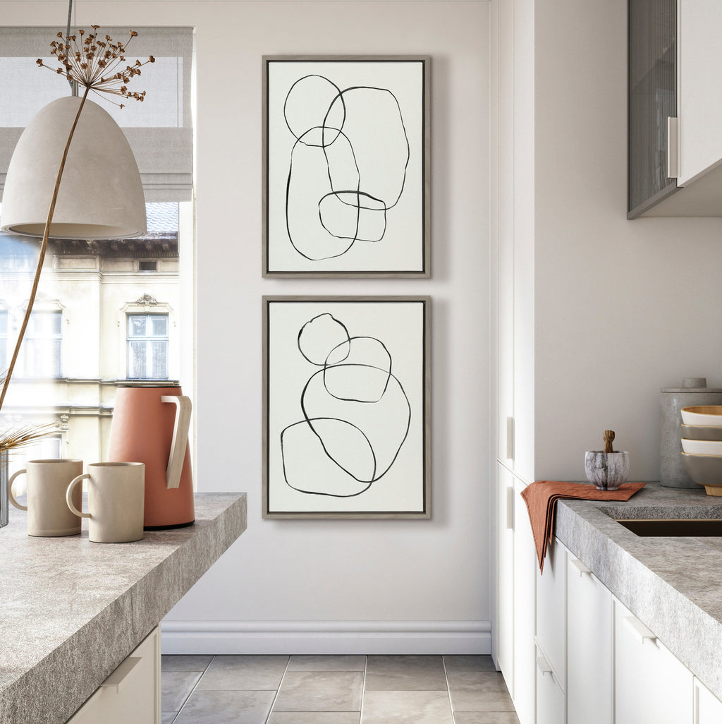 Sylvie Going in Circles Framed Textured Canvas Set of 2 by Teju Reval of SnazzyHues
