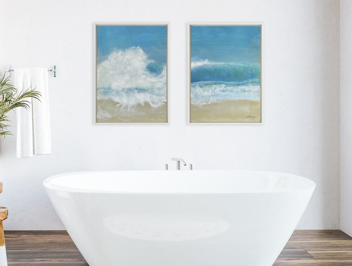 Sylvie Beach Day Left and Right Framed Canvas Set of 2 by Julie Maida
