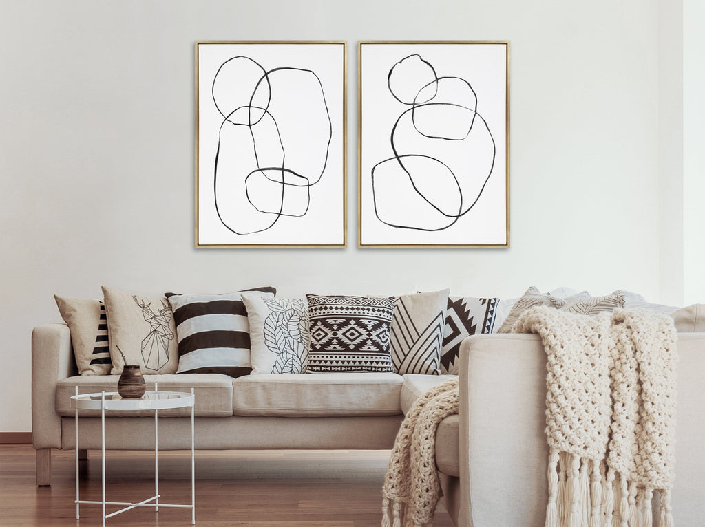Sylvie Going in Circles Framed Textured Canvas Set of 2 by Teju Reval of SnazzyHues