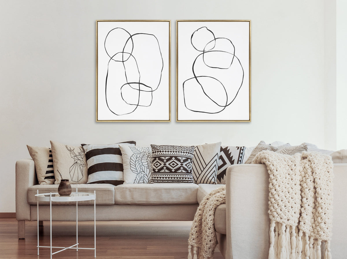 Sylvie Going in Circles Framed Textured Canvas Set of 2 by Teju Reval of SnazzyHues