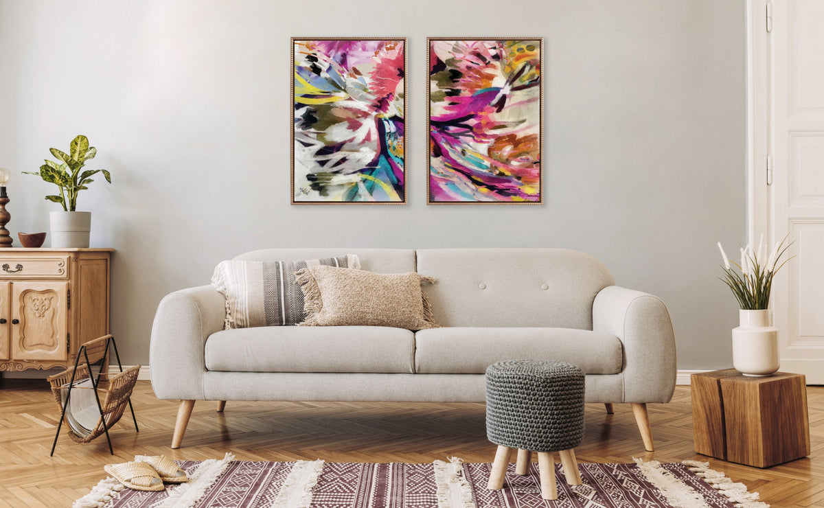 Sylvie Beaded Amaze Left and Right Framed Canvas Art Set of 2 by Inkheart Designs