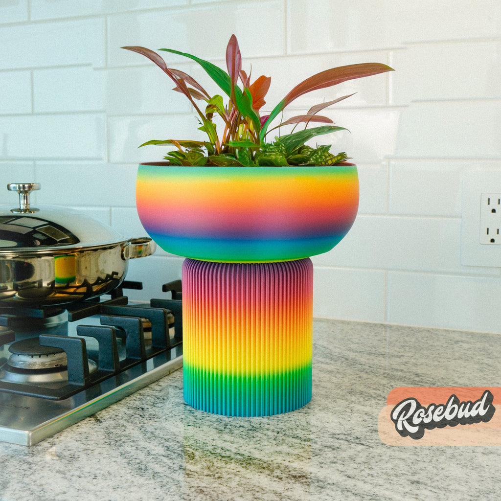 Modern Pedestal Plant Pot, Two-Piece