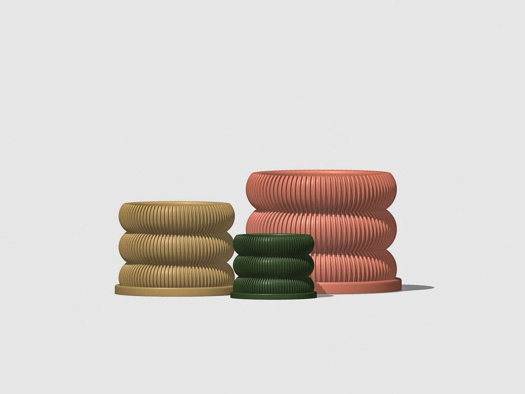 Ribbed Bubble Plant Pot With Drainage and Saucer