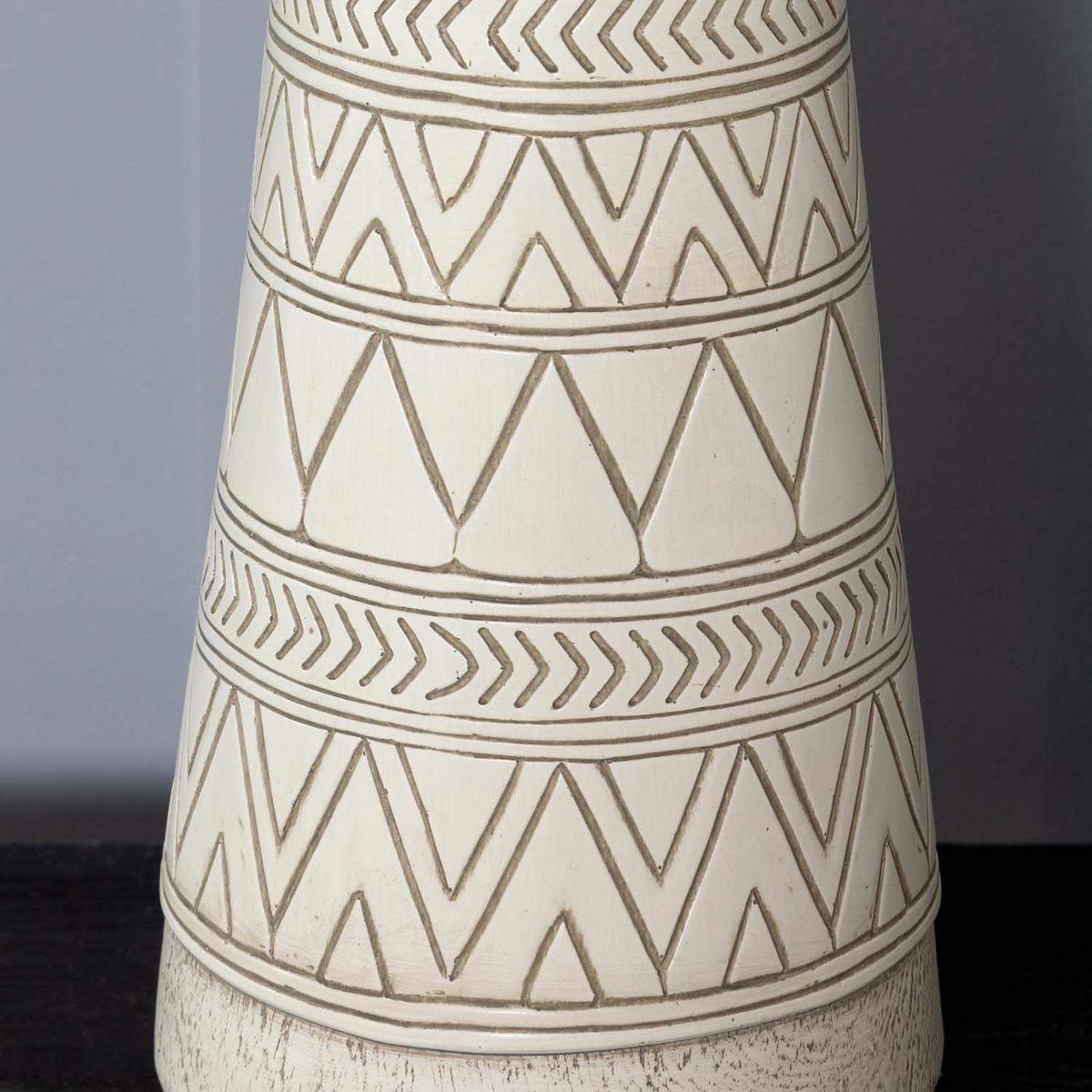 Camaligan Tan and Cream Resin Table Lamp with Linen Shade
