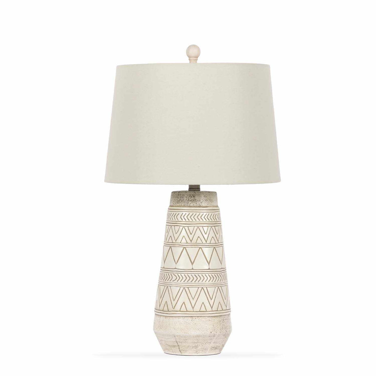 Camaligan Tan and Cream Resin Table Lamp with Linen Shade