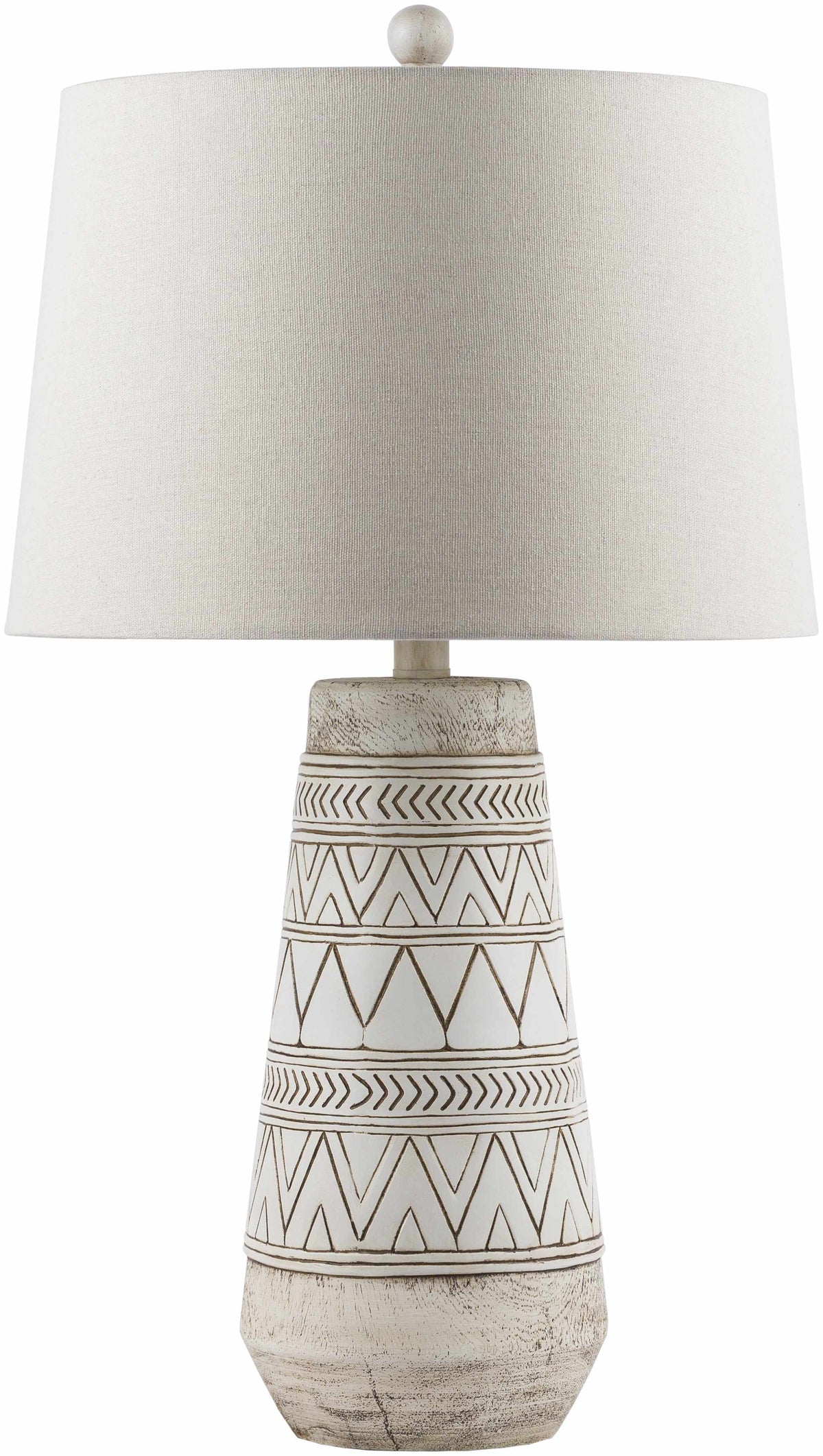 Camaligan Tan and Cream Resin Table Lamp with Linen Shade