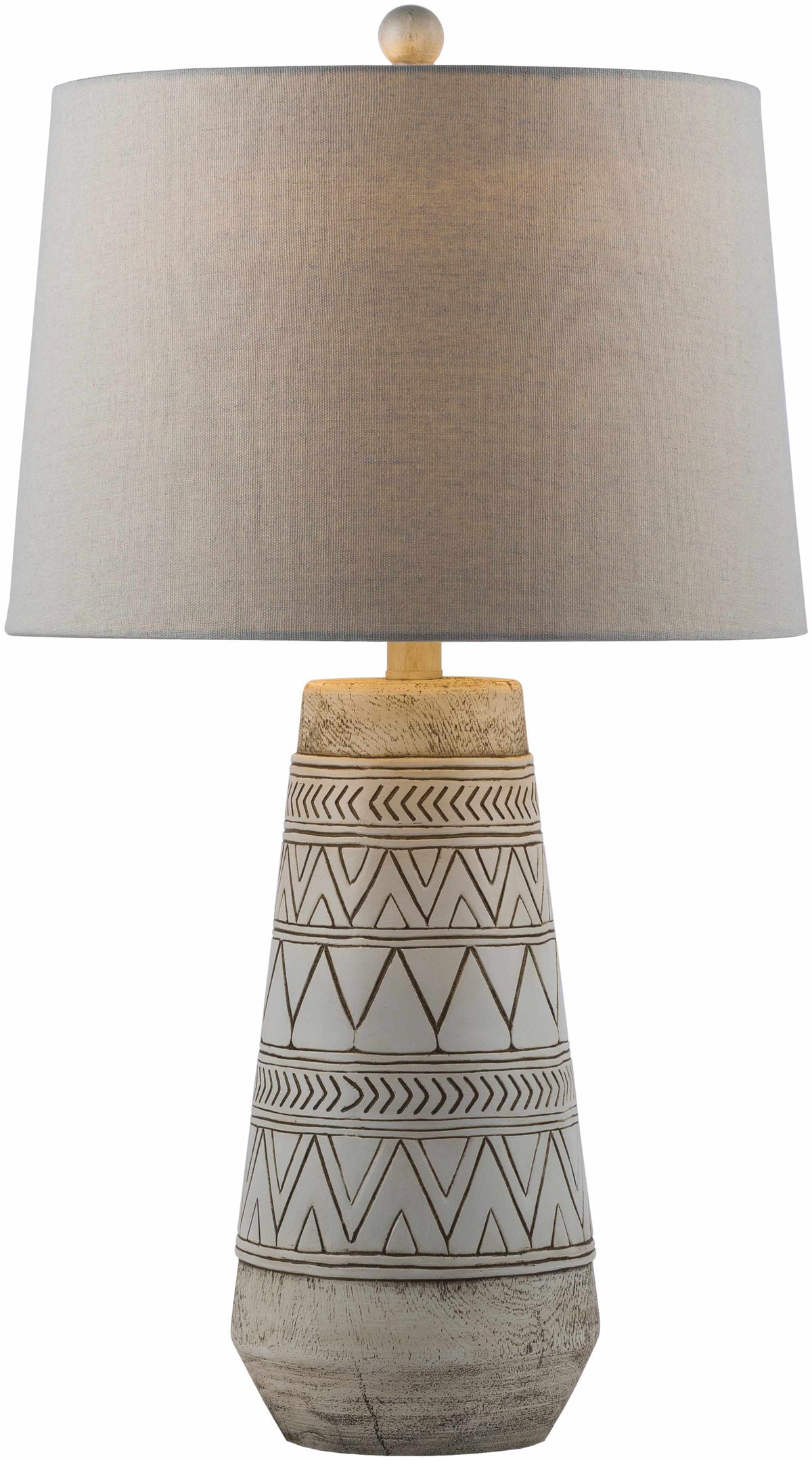 Camaligan Tan and Cream Resin Table Lamp with Linen Shade