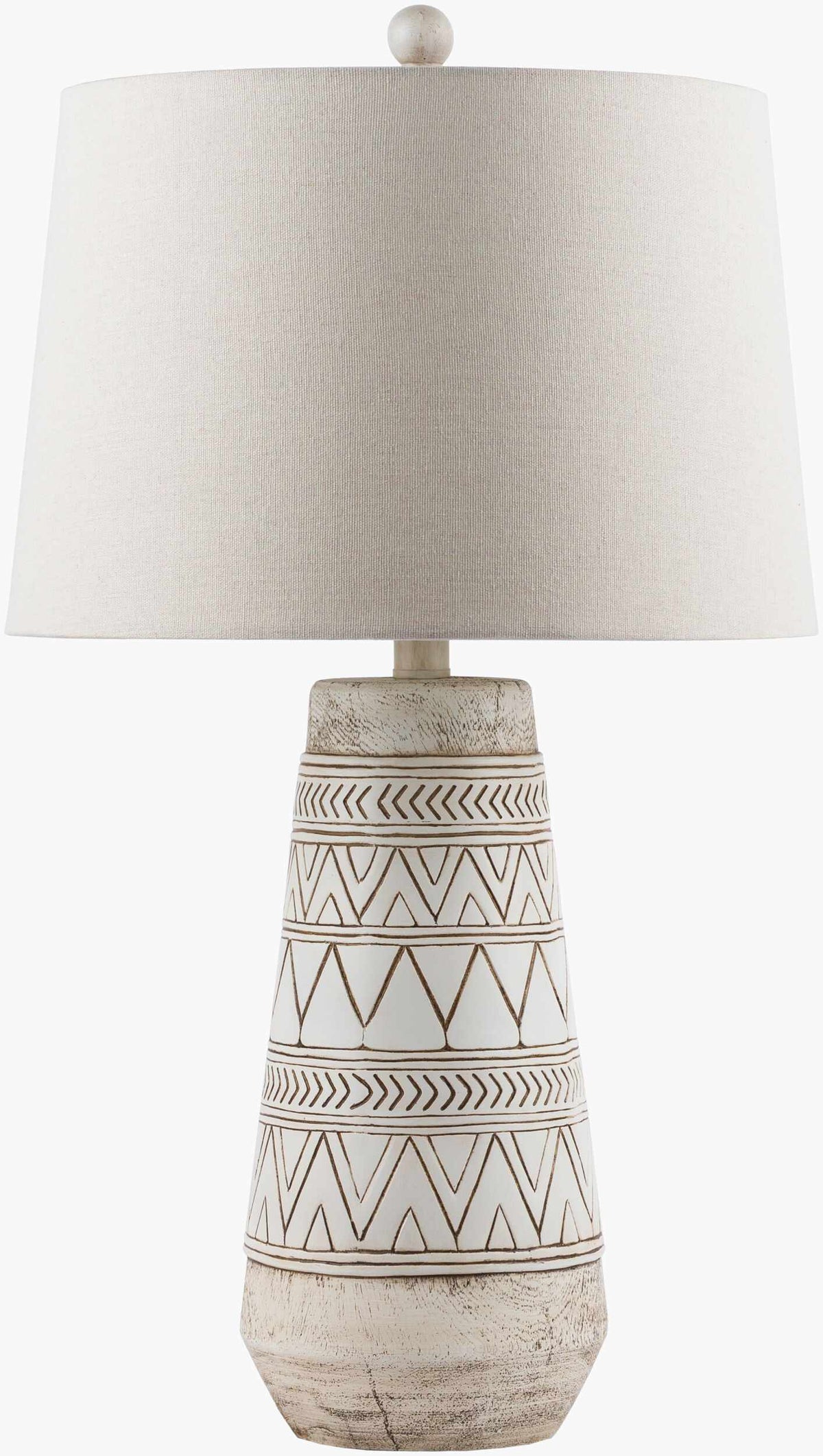 Camaligan Tan and Cream Resin Table Lamp with Linen Shade