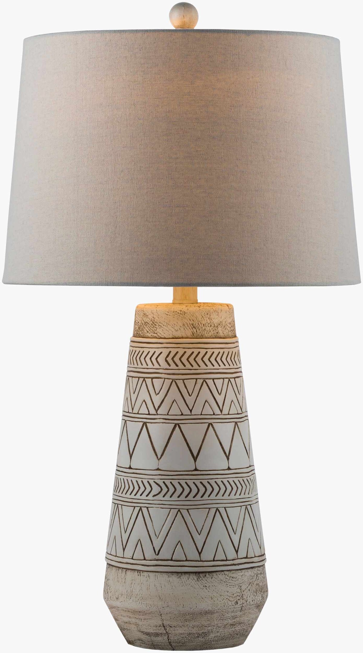 Camaligan Tan and Cream Resin Table Lamp with Linen Shade