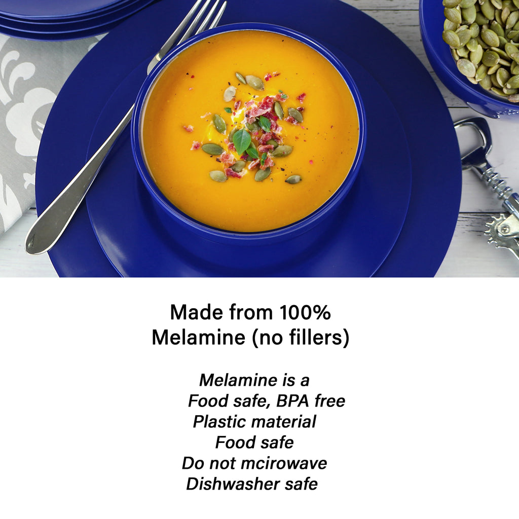12-Piece Melamine Dinnerware Set for 4, Indigo
