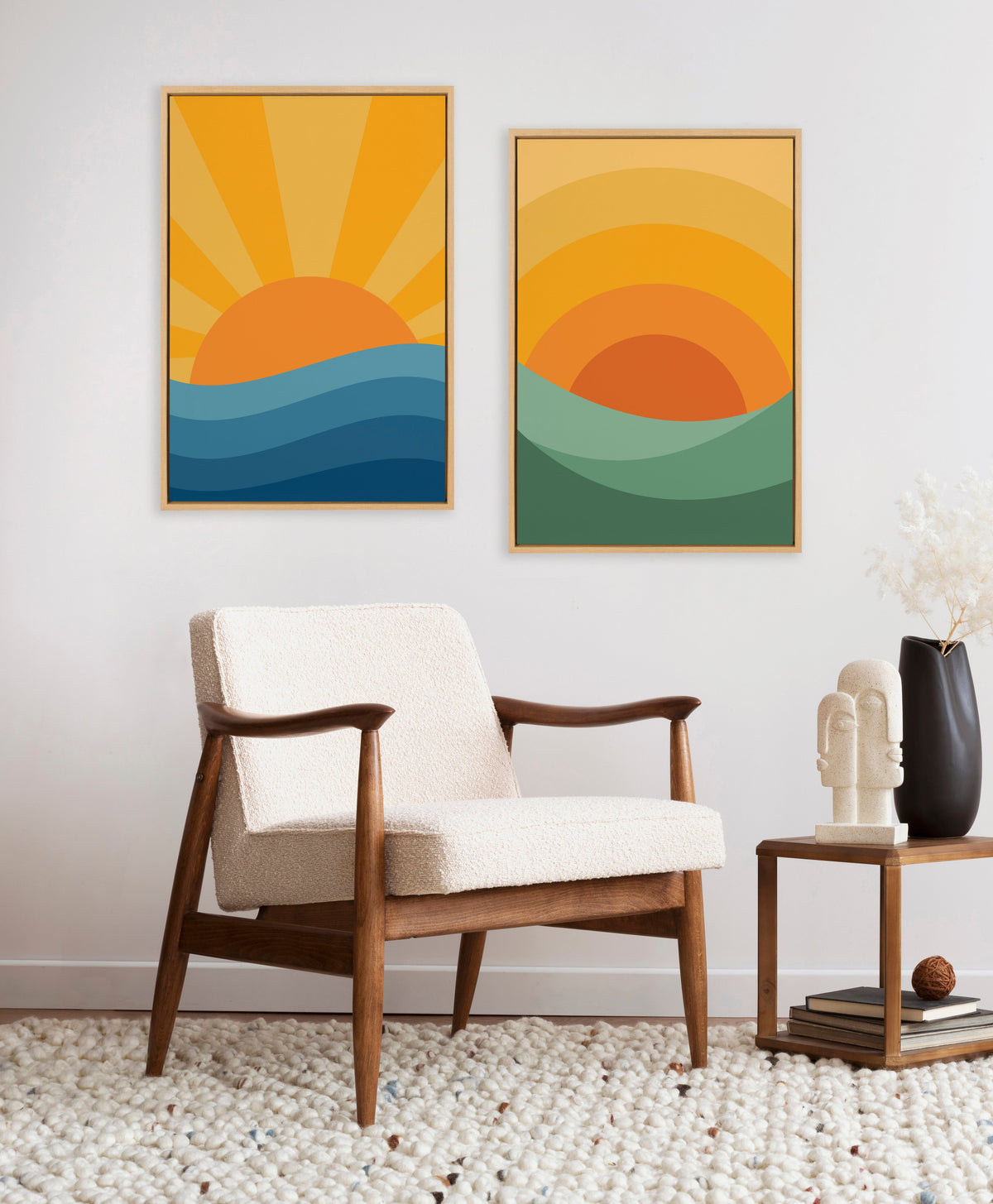 Sylvie Sunshine 1 and 2 Framed Canvas Art Set of 2 by Carrie Cantwell