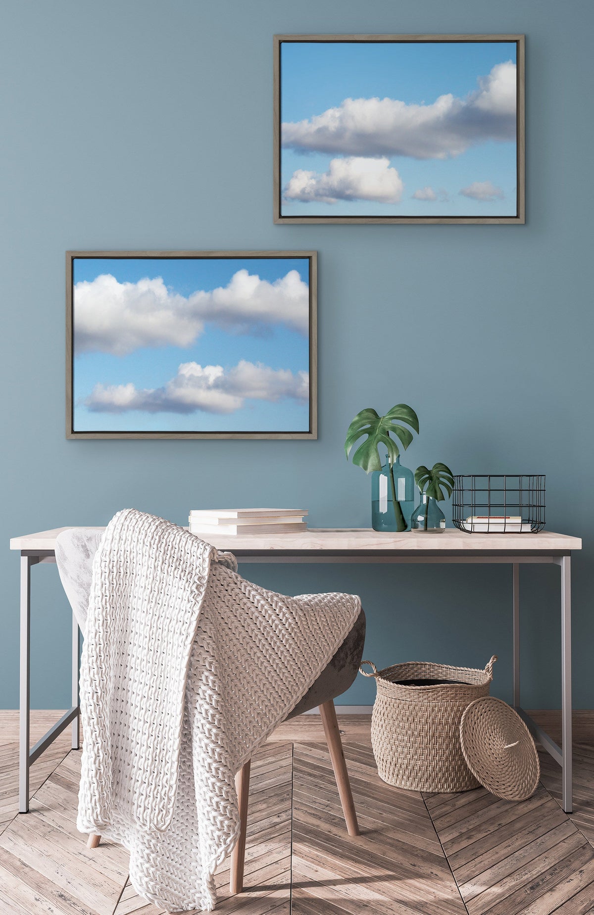Sylvie Uplifting Clouds Framed Canvas Set of 2 by Stephanie Klatt