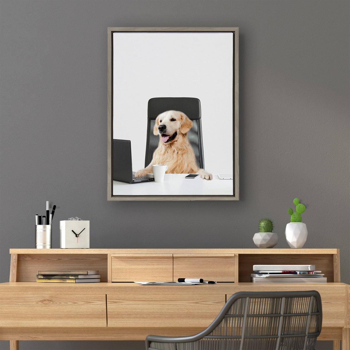 Sylvie I’m Denzel, President Framed Canvas by The Creative Bunch Studio