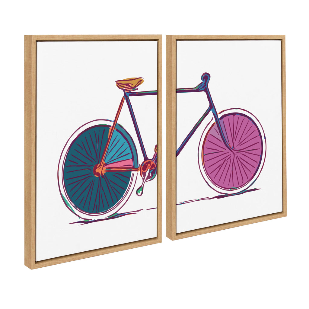 Sylvie Colorful Bike Left and Right Framed Canvas Set of 2 by Apricot and Birch
