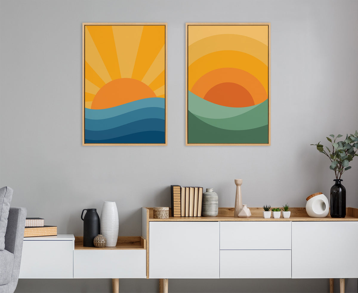 Sylvie Sunshine 1 and 2 Framed Canvas Art Set of 2 by Carrie Cantwell