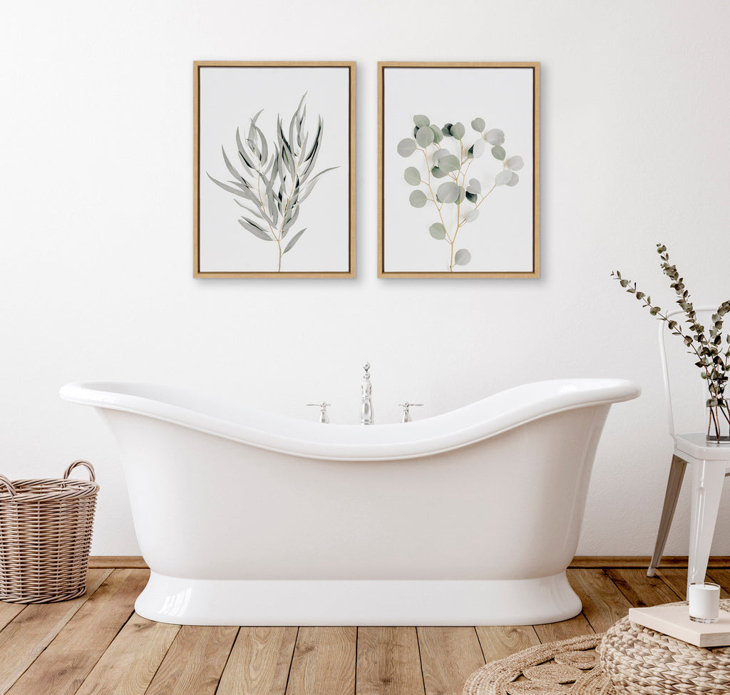 Sylvie Neutral Botanical 1 and 2 Framed Canvas Set of 2 by The Creative Bunch Studio