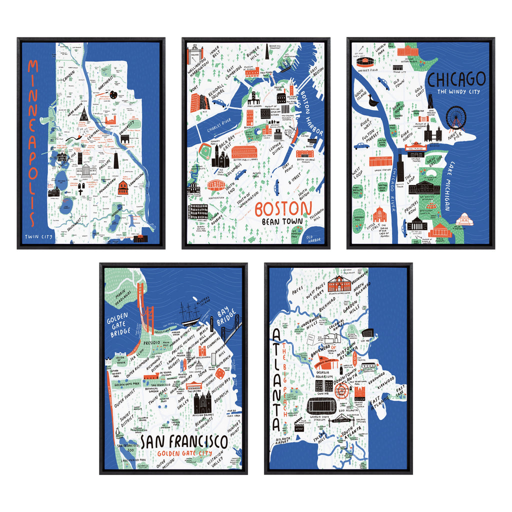 Sylvie Chicago Illustration Framed Canvas by Stacie Bloomfield