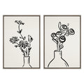 Sylvie Still Life Flowers in Vase Framed Canvas Set of 2 by The Creative Bunch Studio