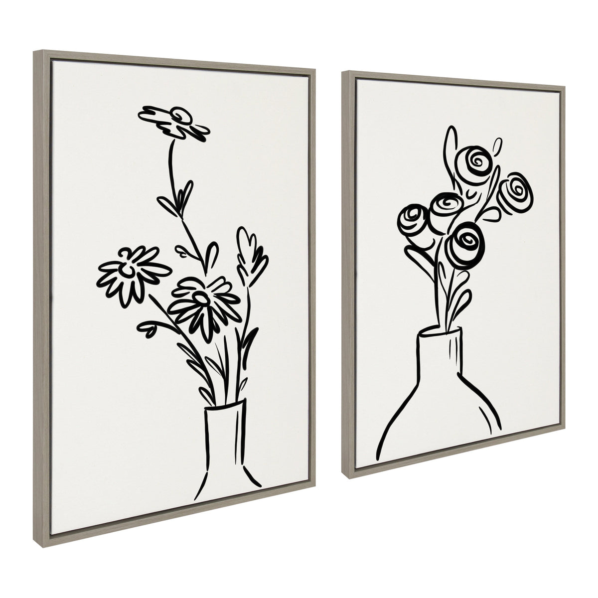 Sylvie Still Life Flowers in Vase Framed Canvas Set of 2 by The Creative Bunch Studio