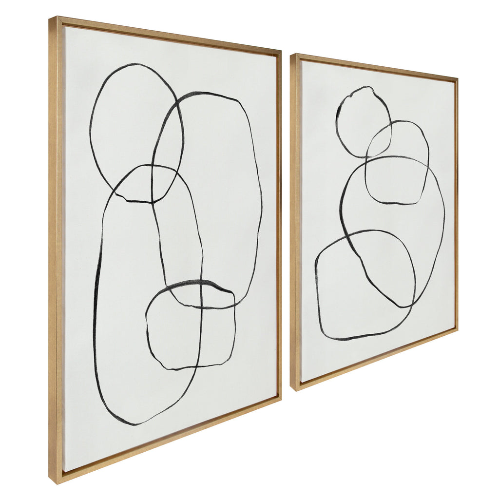 Sylvie Going in Circles Framed Textured Canvas Set of 2 by Teju Reval of SnazzyHues