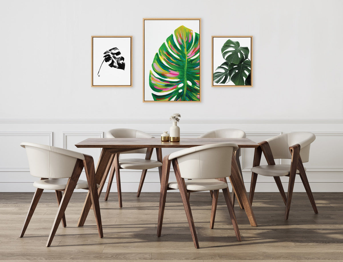 Sylvie EV Monstera, 582 Monstera and Monstera Leaves Framed Canvas Art Set of 3 by Various Artists