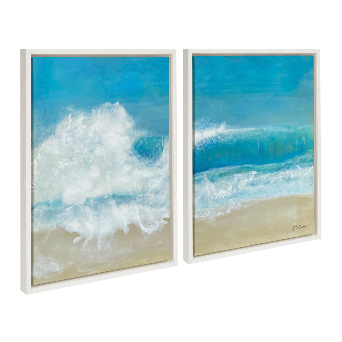 Sylvie Beach Day Left and Right Framed Canvas Set of 2 by Julie Maida