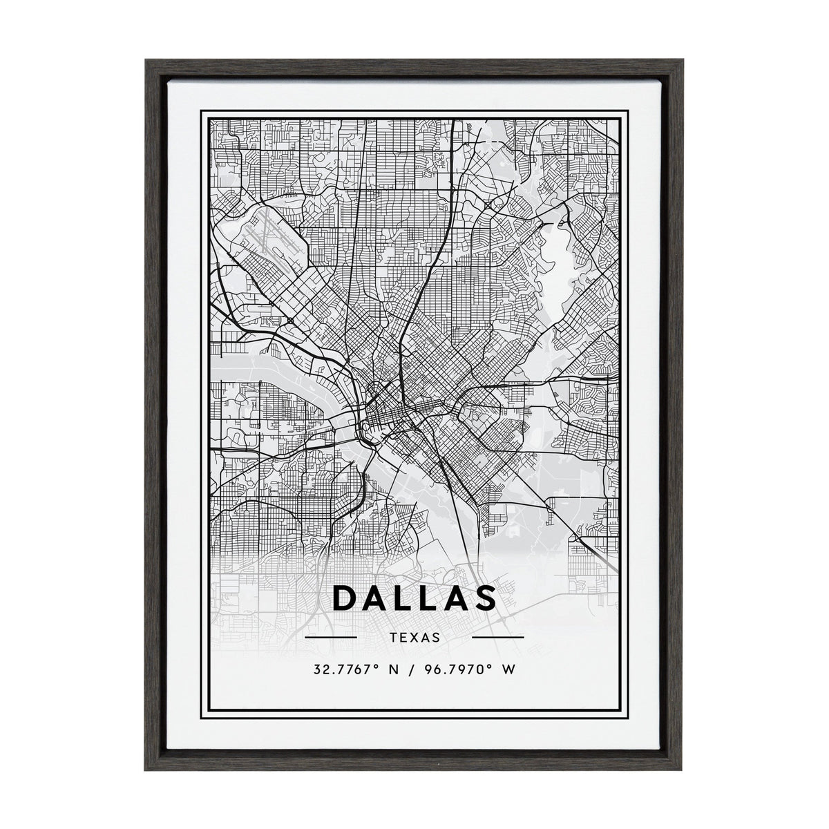 Sylvie Dallas Modern Map Framed Canvas by Jake Goossen