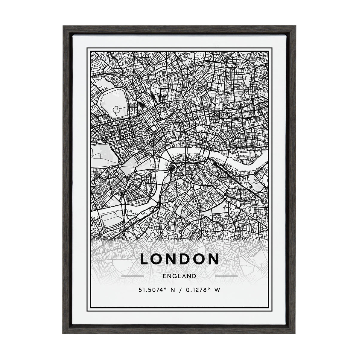 Sylvie London Modern Map Framed Canvas by Jake Goossen