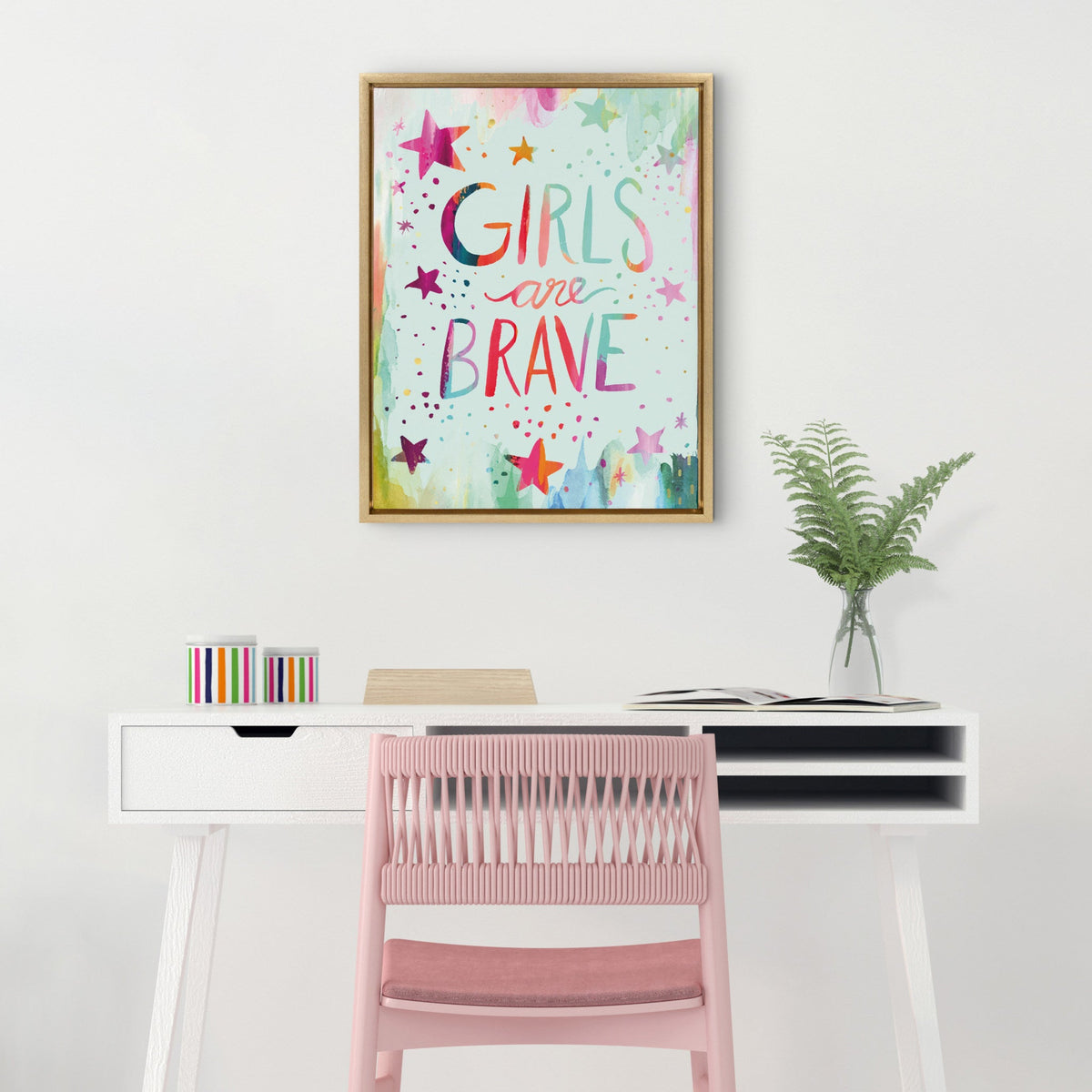Sylvie Girls are Brave Framed Canvas by Ettavee