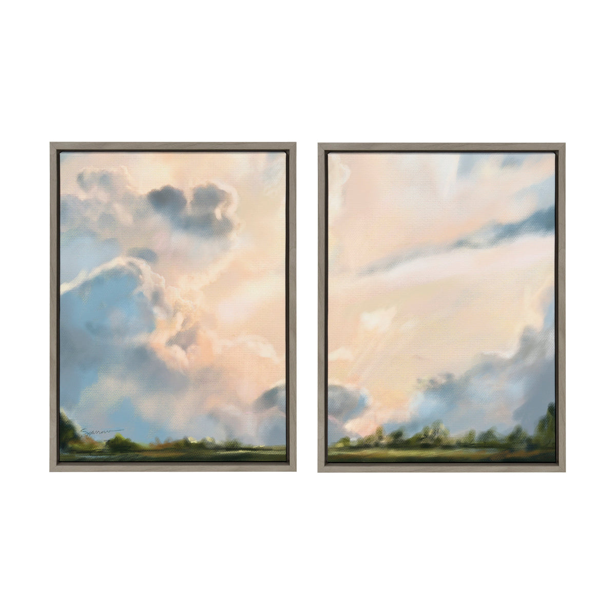 Sylvie Clouds Framed Canvas Set of 2 by Mary Sparrow