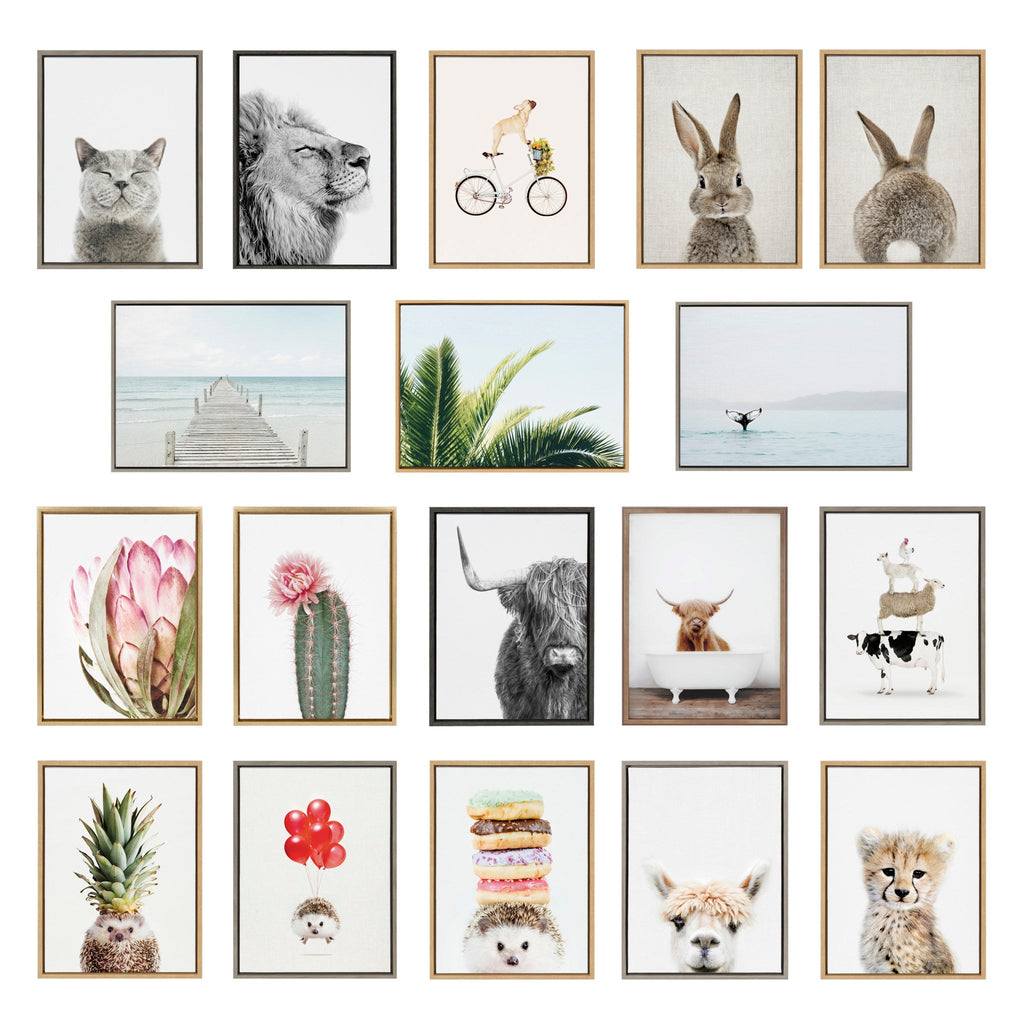 Sylvie Lone Joshua Tree, Group of Cacti and Film Grain Cactus 1 Framed Canvas Art Set of 3 by Various Artists