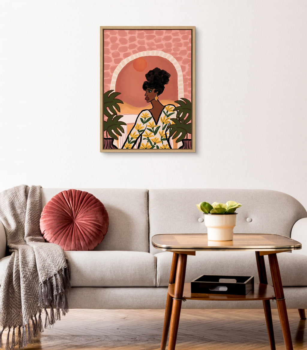 Sylvie Desert Wanderer Lady Framed Canvas by Kendra Dandy of Bouffants and Broken Hearts