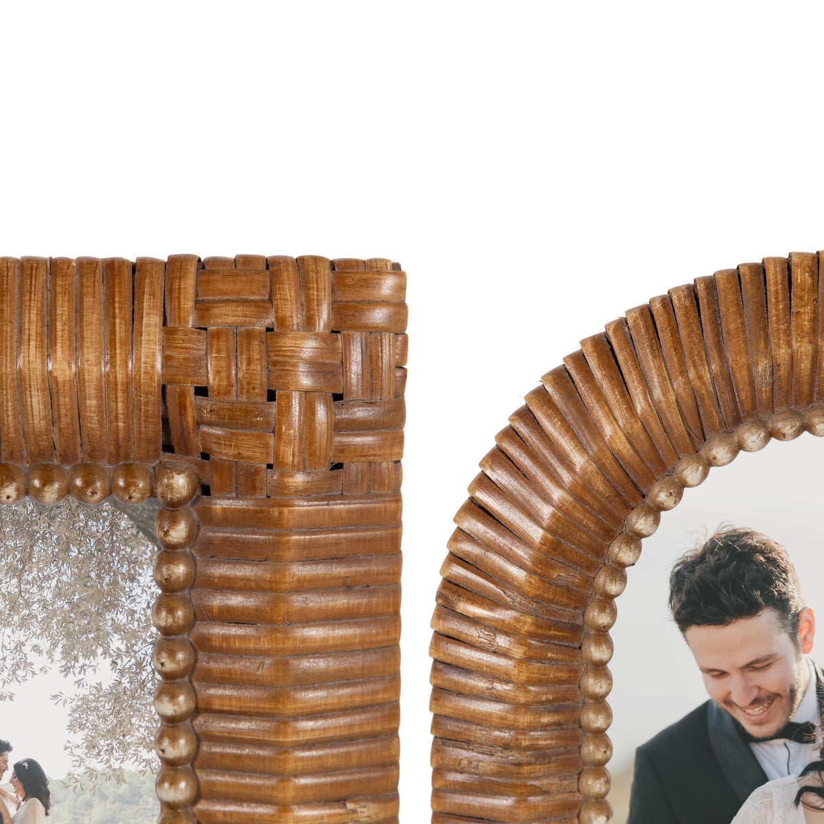 Rahfy Rattan Tabletop Picture Frames, Set of 3
