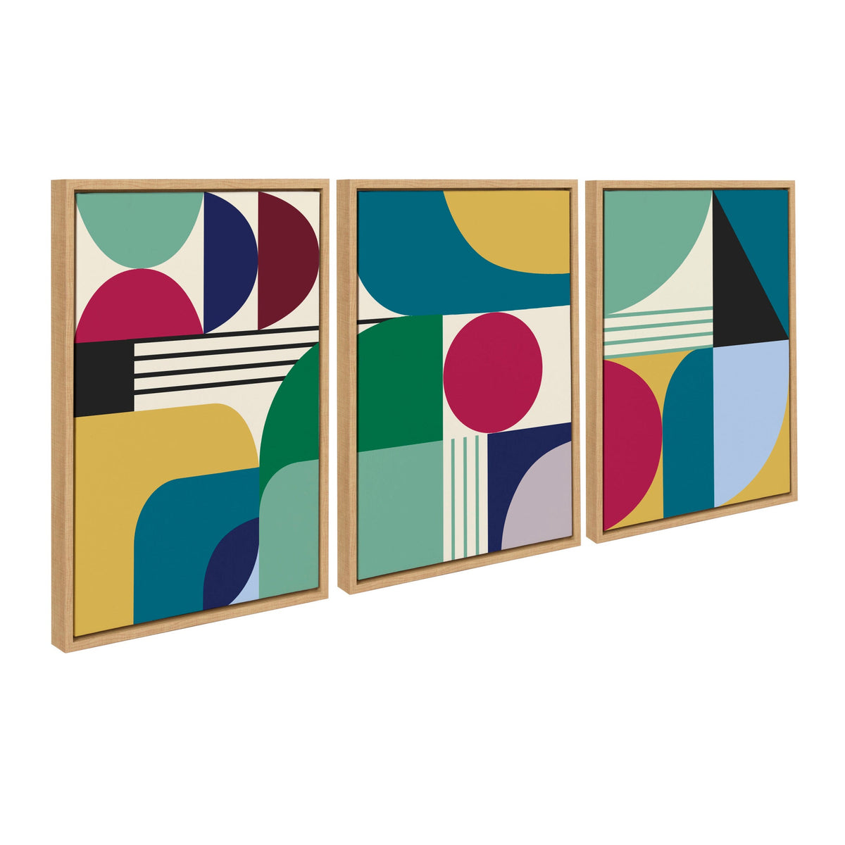 Sylvie MCM Pattern 07 08 and 09 Framed Canvas Set of 3 by Rachel Lee of My Dream Wall