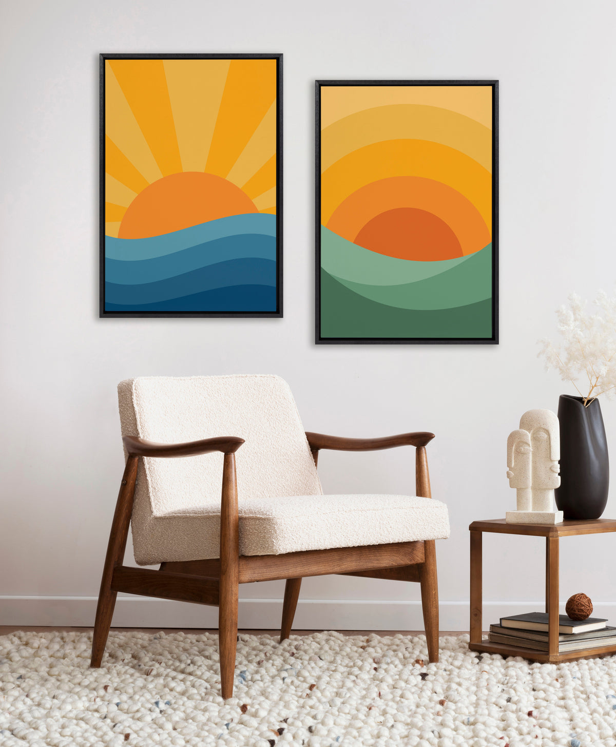 Sylvie Sunshine 1 and 2 Framed Canvas Art Set of 2 by Carrie Cantwell