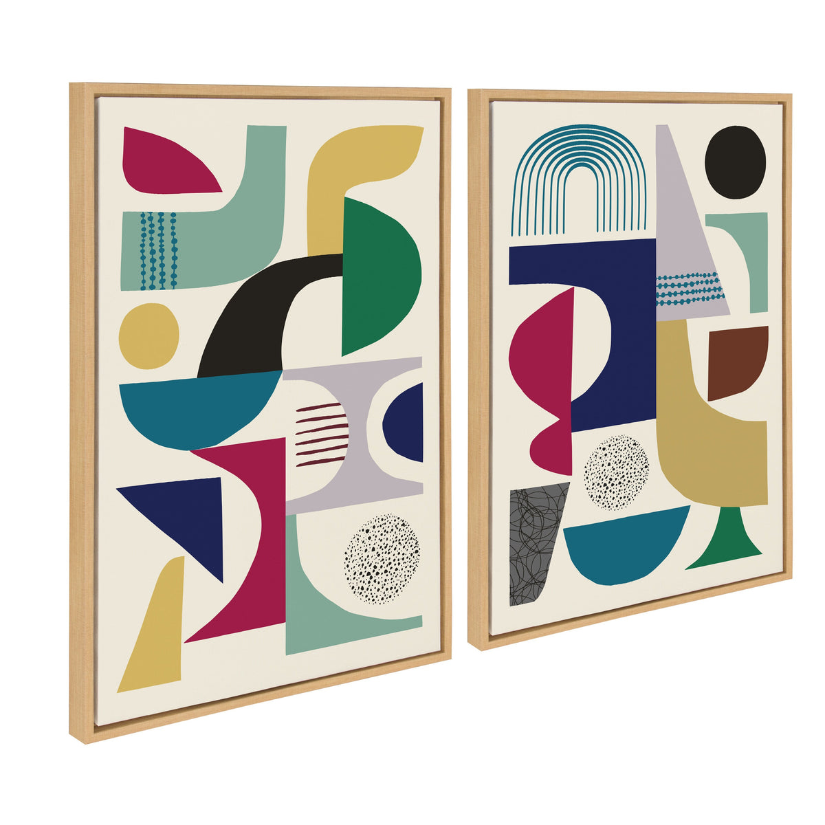 Sylvie MCM Pattern 01 and 04 Framed Canvas Set of 2 by Rachel Lee of My Dream Wall