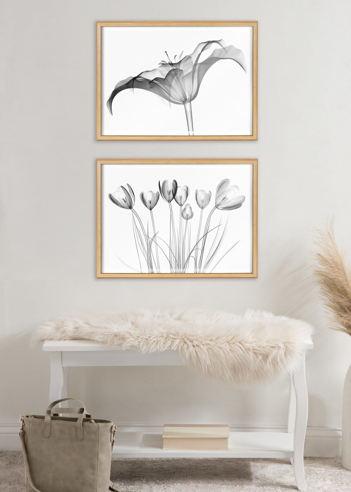 Blake Lily X Ray Floral BW Framed Printed Art by The Creative Bunch Studio
