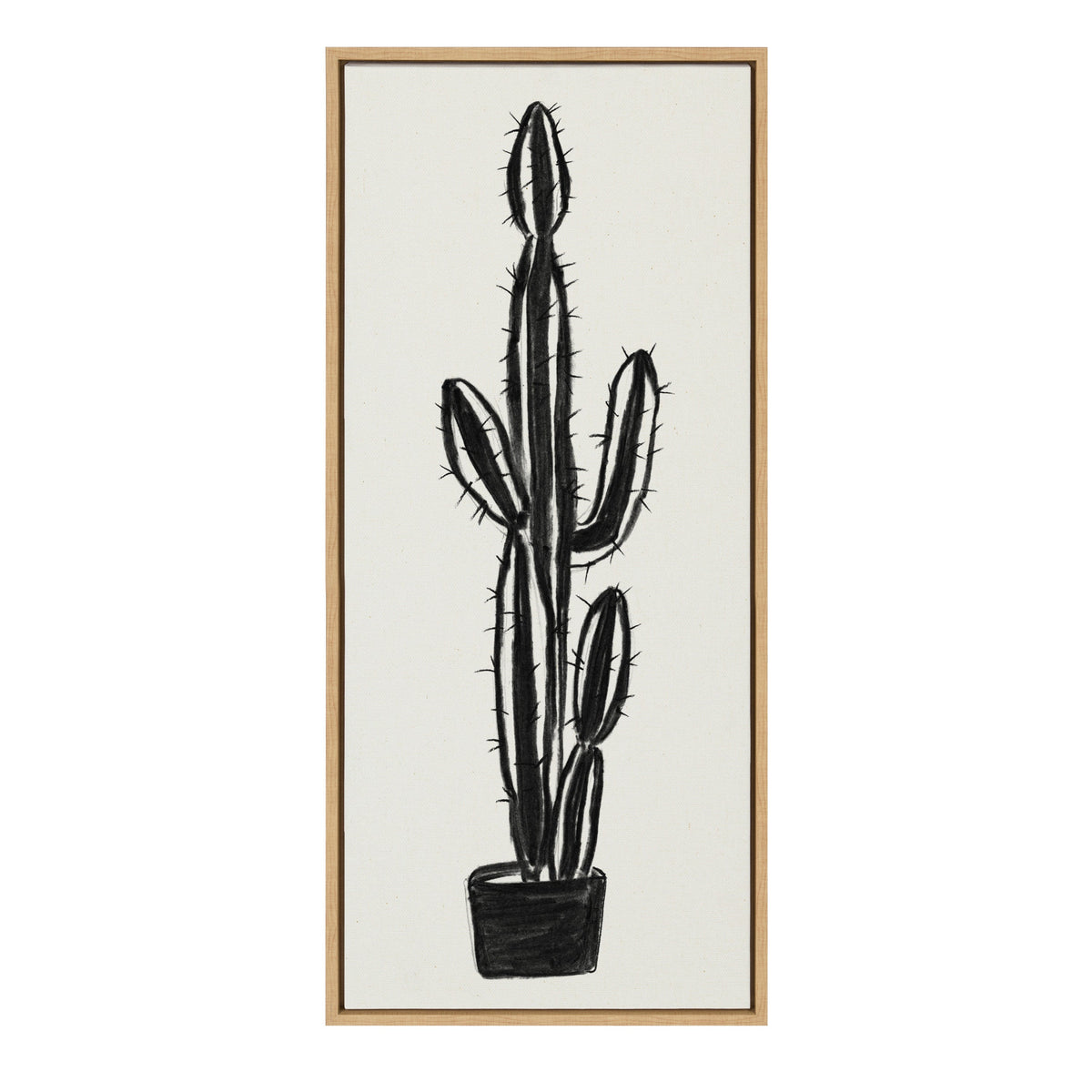 Sylvie 664 Cactus In Pot BW Framed Canvas by Teju Reval of SnazzyHues
