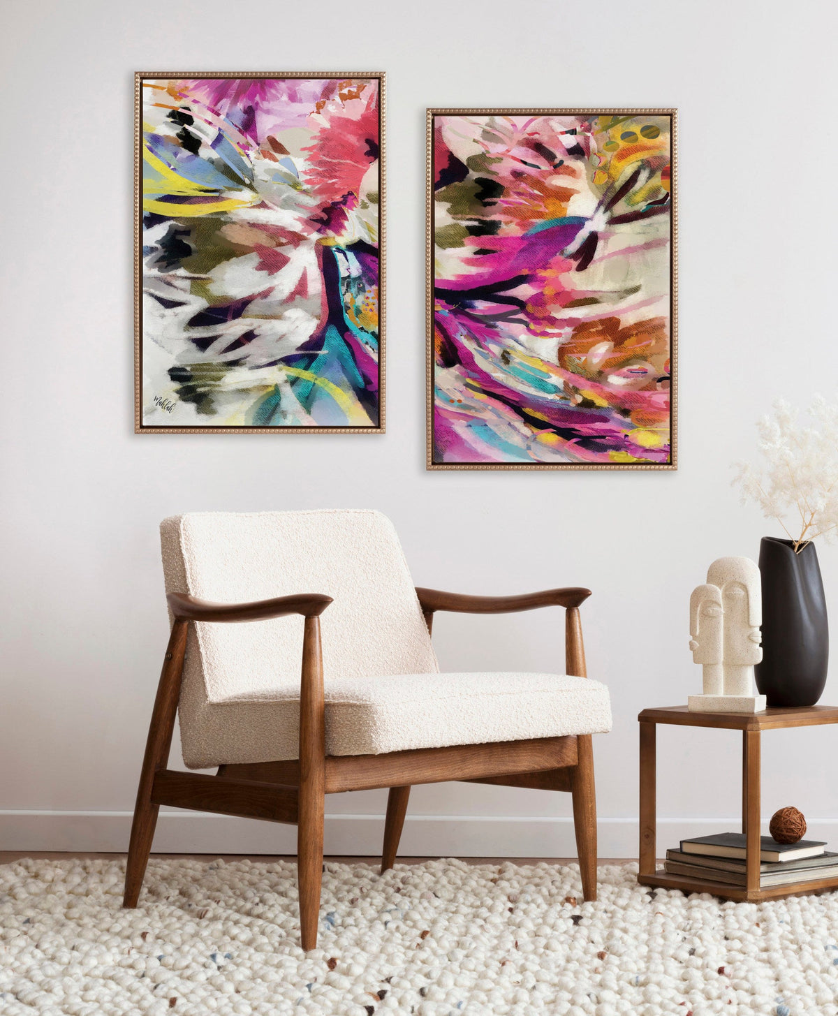 Sylvie Beaded Amaze Left and Right Framed Canvas Art Set of 2 by Inkheart Designs